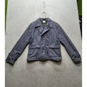 OBEY Women Jacket L Gray Peacoat Button Belted Long Sleeve